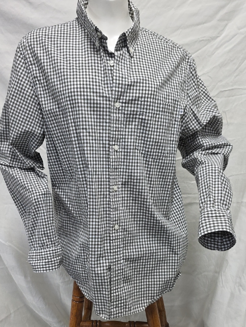 Timberland Men's Olive & White Gingham Button-Down Shirt